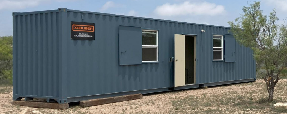 Container cabins compared to recreational vehicles 40 ft container cabin by XCaliber Container